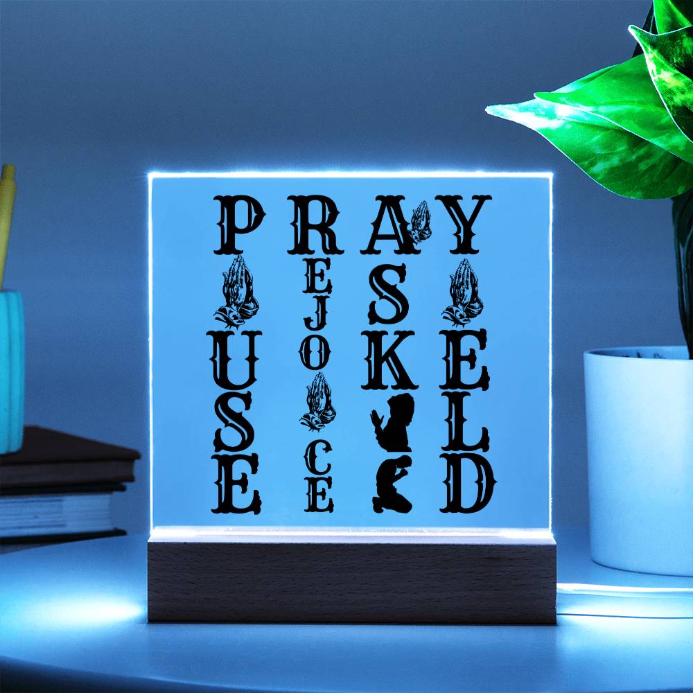 PRAY WOODEN/LED ( black letters)