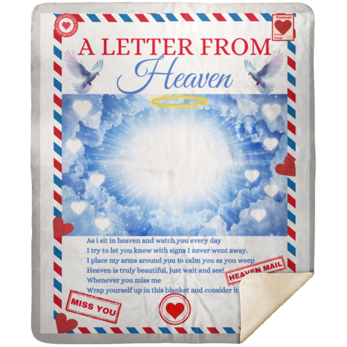 Letter from Heaven Personalize Image & Name Fleece / Sherpa Blanket