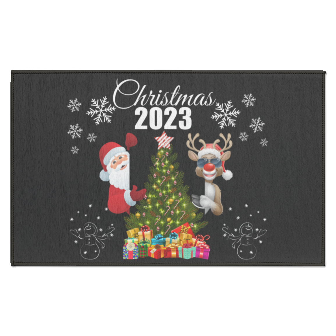 Christmas 2023 Santa and Rudolph RUG (PICK YOUR CUSTOM COLORS)