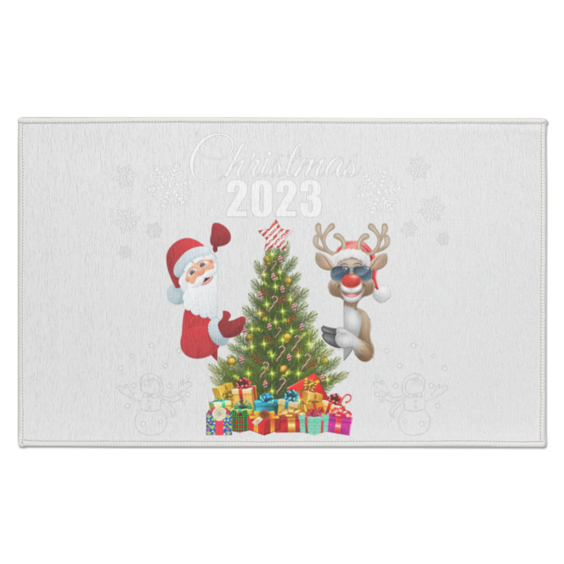 Christmas 2023 Santa and Rudolph RUG (PICK YOUR CUSTOM COLORS)