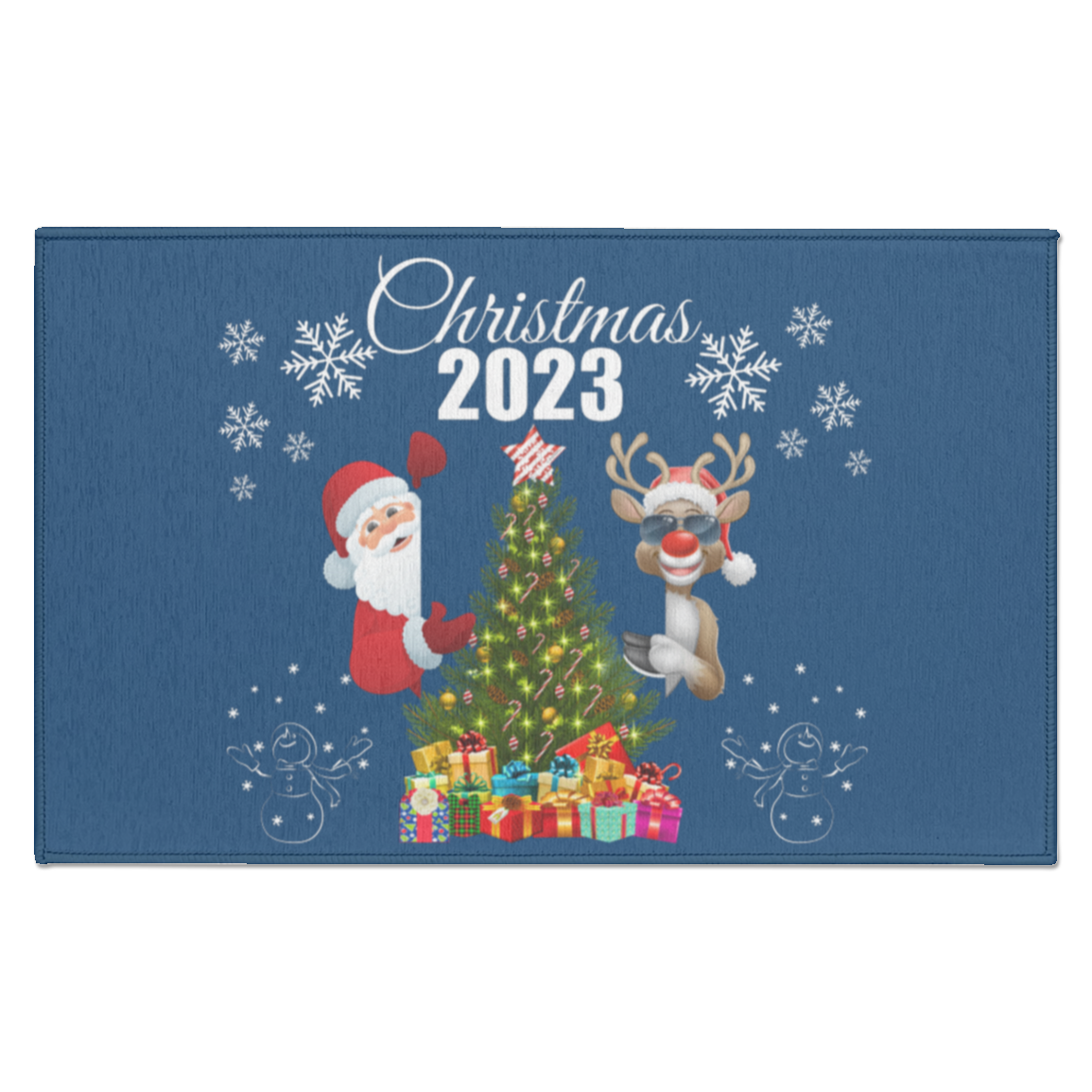 Christmas 2023 Santa and Rudolph RUG (PICK YOUR CUSTOM COLORS)