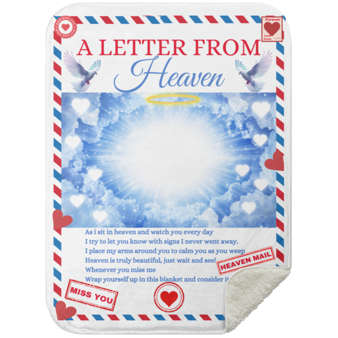 Letter from Heaven Personalize Image & Name Fleece / Sherpa Blanket