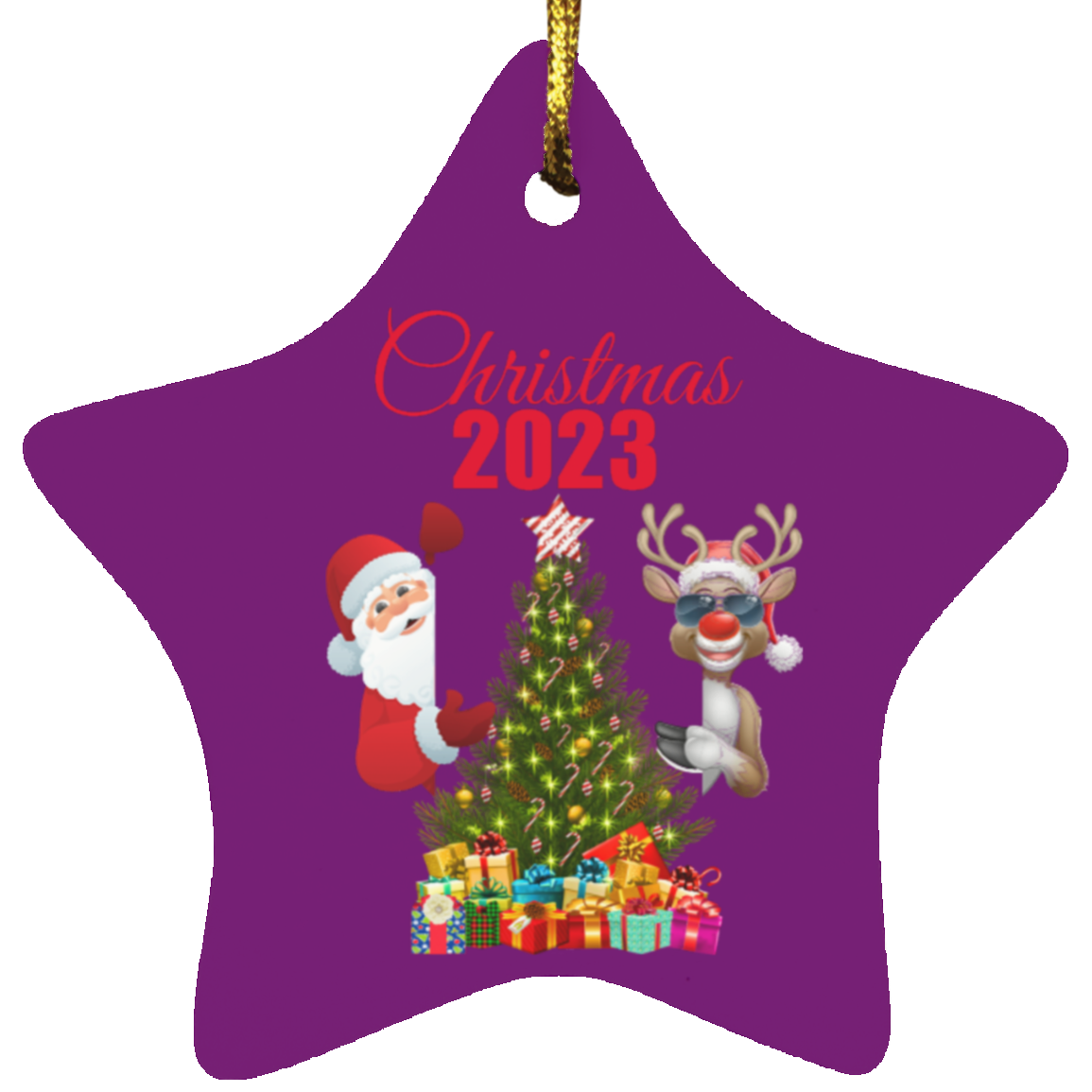 Christmas 2023 Santa and Rudolph Star Ornament