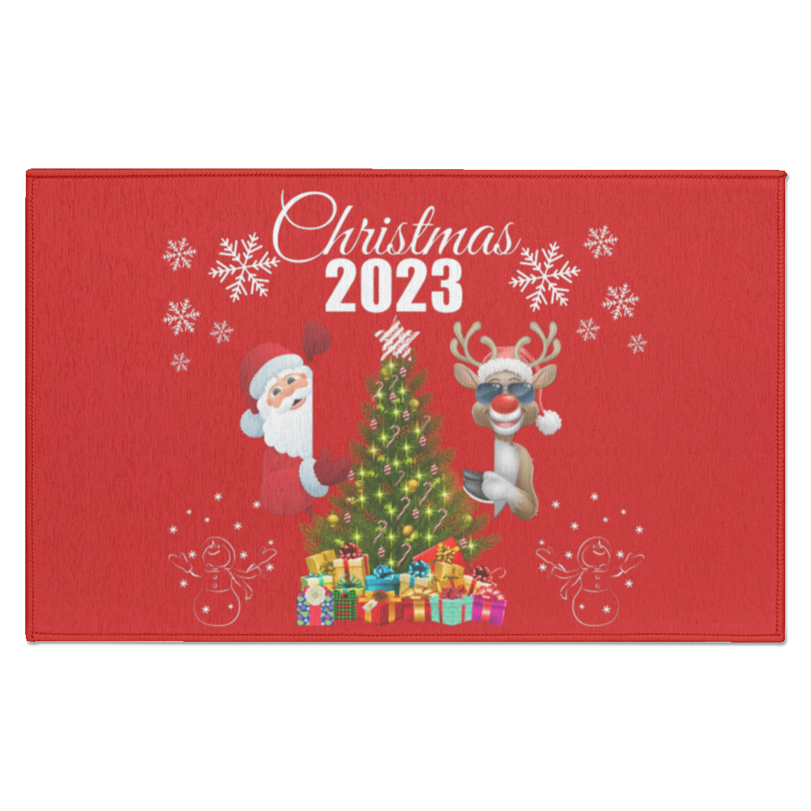 Christmas 2023 Santa and Rudolph RUG (PICK YOUR CUSTOM COLORS)