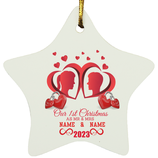 MR & MRS (Custom Name)1st Christmas Star Ornament