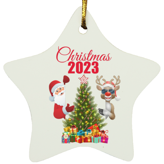 Christmas 2023 Santa and Rudolph Star Ornament