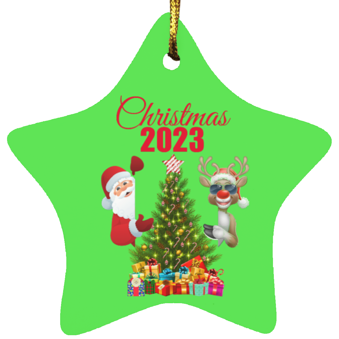 Christmas 2023 Santa and Rudolph Star Ornament