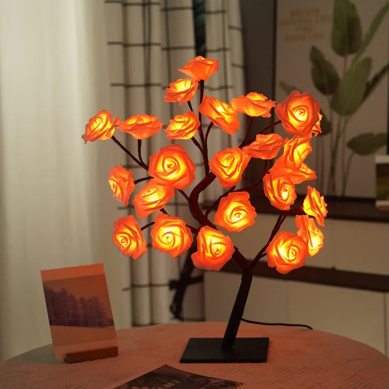 Everlasting Rose Flower Tree with 24 LED Lights USB Table Lamp /Maple Leaf Night LIght