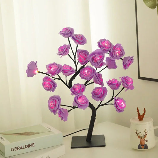 Everlasting Rose Flower Tree with 24 LED Lights USB Table Lamp /Maple Leaf Night LIght