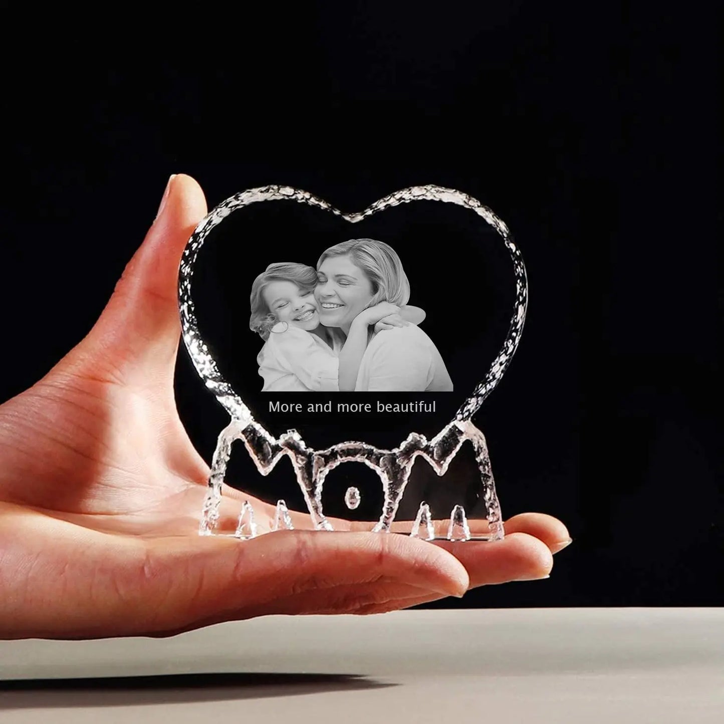 Love Crystal Photo Customized Picture Text NightLight Bluetooth Music Player