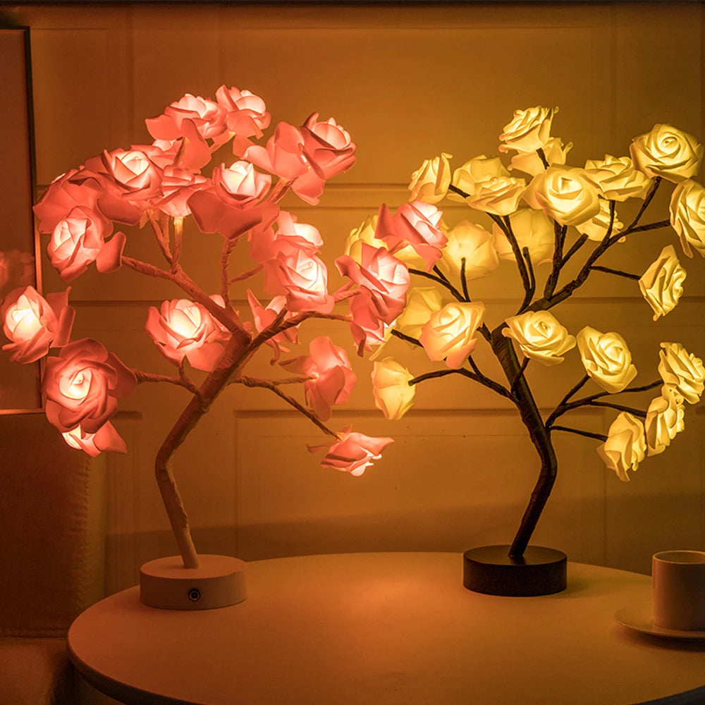 Everlasting Rose Flower Tree with 24 LED Lights USB Table Lamp /Maple Leaf Night LIght