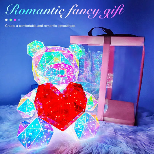 Star Bright Love Teddy Bear Doll for Valentines Day Soulmate Luminous Sparke LED 30CM