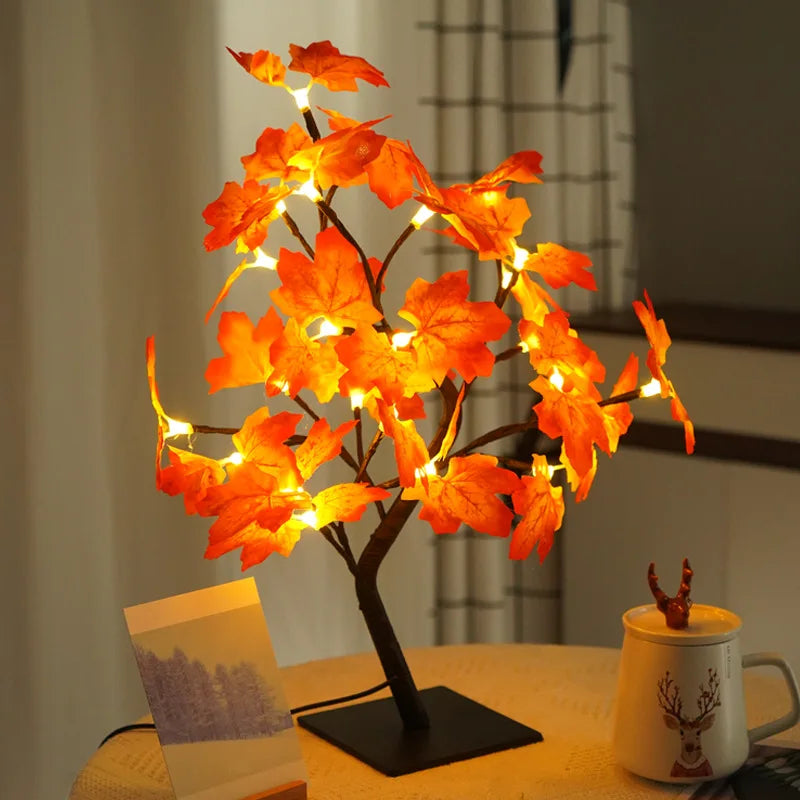 Everlasting Rose Flower Tree with 24 LED Lights USB Table Lamp /Maple Leaf Night LIght