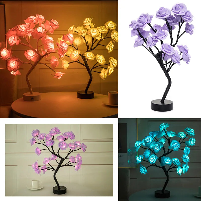 Everlasting Rose Flower Tree with 24 LED Lights USB Table Lamp /Maple Leaf Night LIght