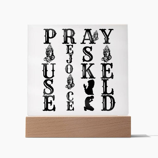 PRAY WOODEN/LED ( black letters)