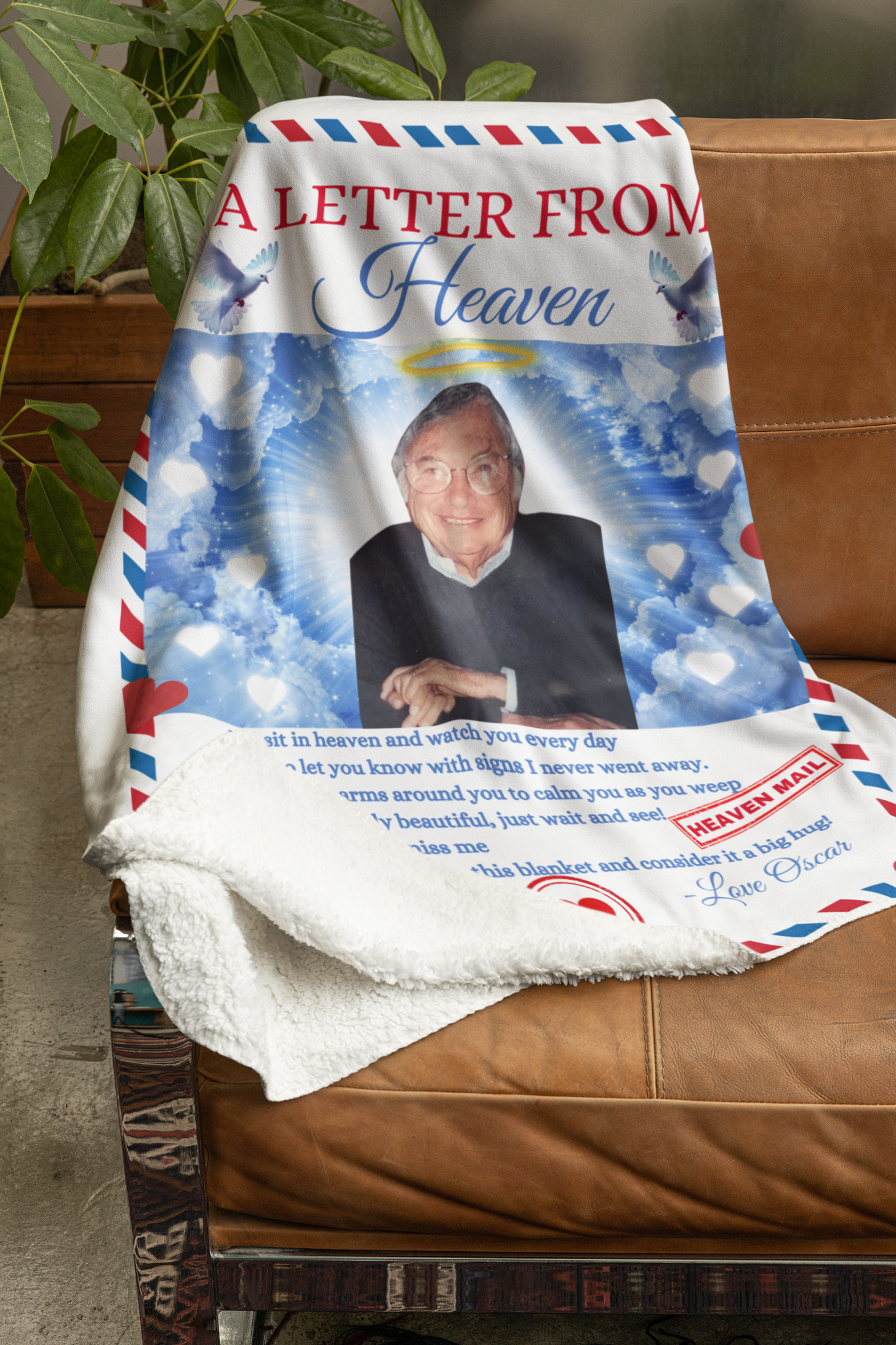 Letter from Heaven Personalize Image & Name Fleece / Sherpa Blanket