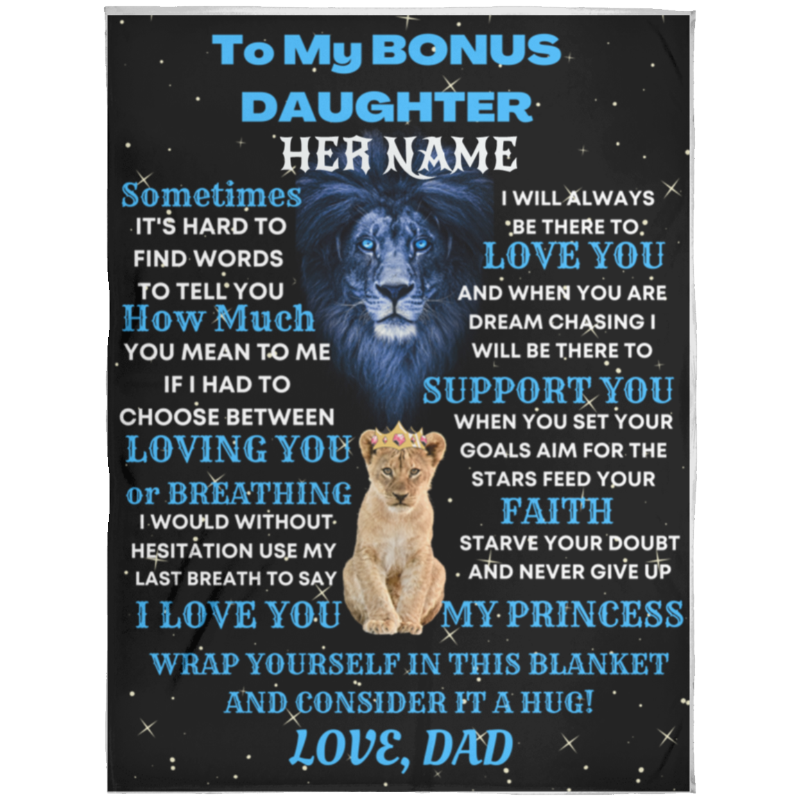 FOR BONUS DAUGHTER(custom name)60x80