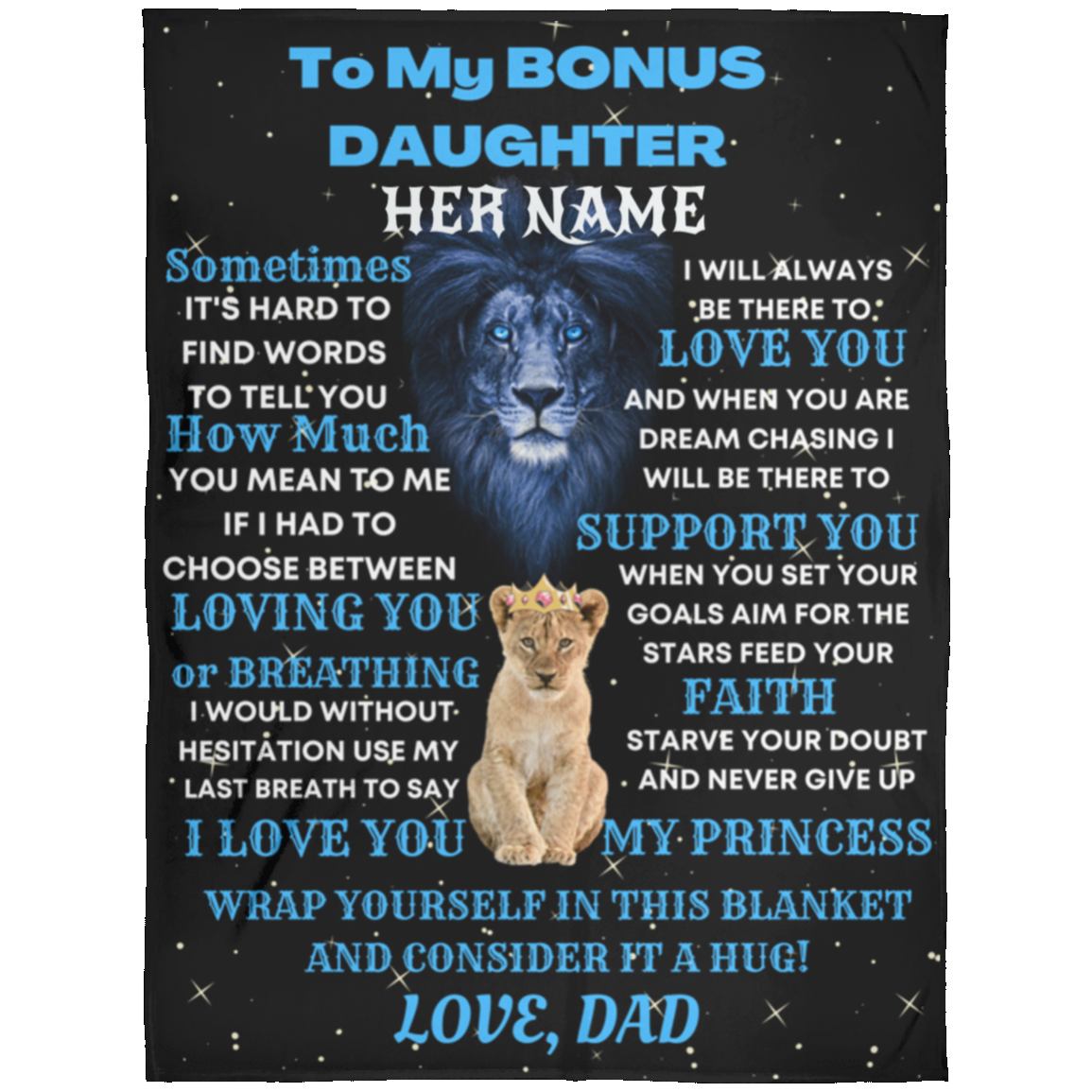 FOR BONUS DAUGHTER(custom name)60x80